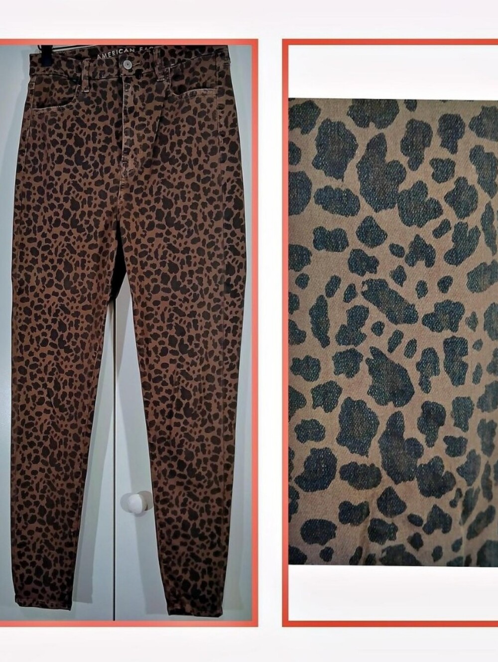 American Eagle AEO Animal Leopard Print Curvy Stretch High Rise Jeggings Size 8
